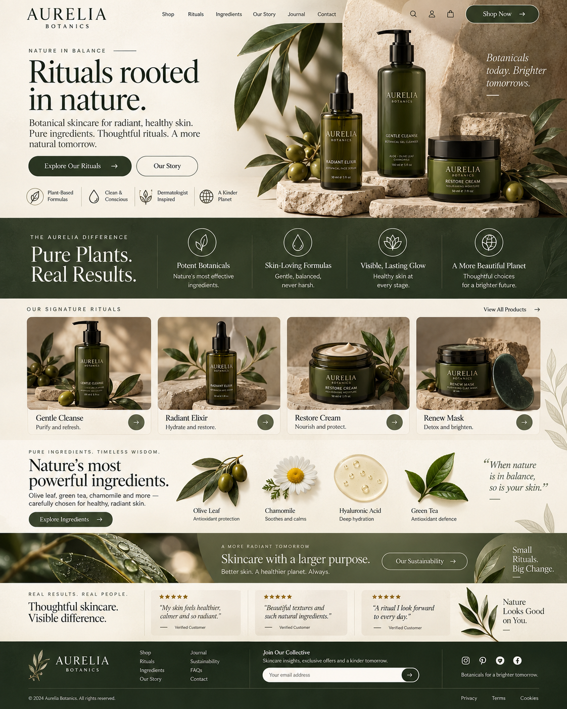 Aurelia Botanics ecommerce website showcase